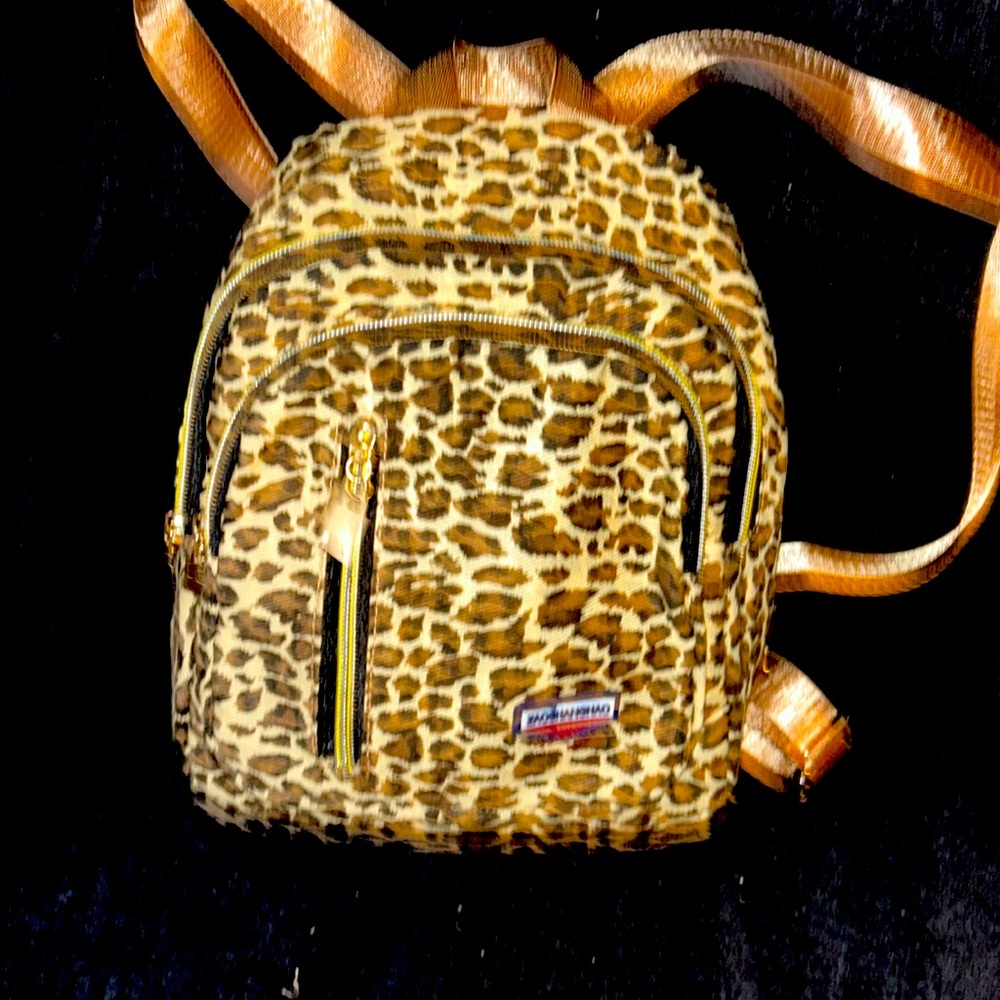 Mini animal print backpack new gold straps